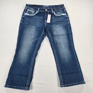 NWT Grace in LA Mid‎ Rise Easy Fit Straight Crop Leg Denim Jeans Women's Size 32